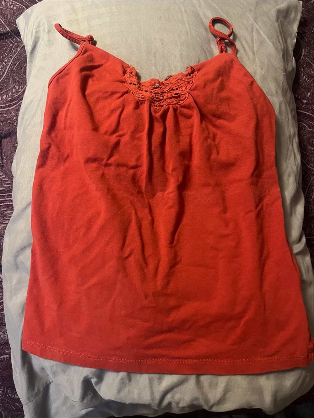 a.n.a Burnt Orange Lace-Trim Camisole Tank